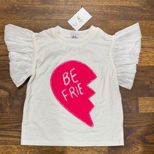 Lola + The Boys White Tee with Pink Heart Design